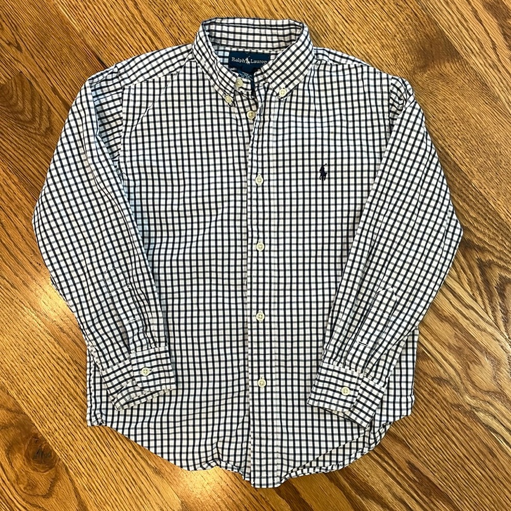 Ralph Lauren Black and White Checkered Kids Button Down Shirt
